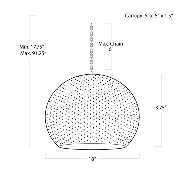 Pierced Metal Sphere Pendant - Open Box Line Drawing